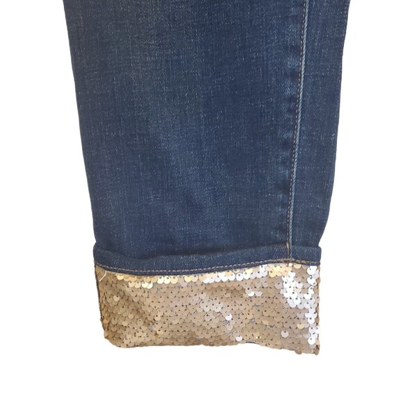 Chico's Womens Boyfriend Ankle Jeans Blue With Emblish Gold Ends Size 4R - Picture 3 of 11